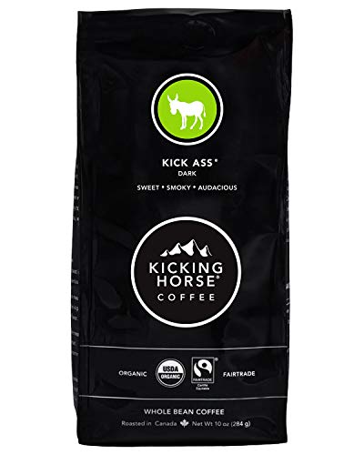 Kicking Horse Coffee, Kick Ass, Dark Roast, Whole Bean, 10 oz - Certified Organic, Fairtrade, Kosher Coffee (Pack of 6),10 Ounce