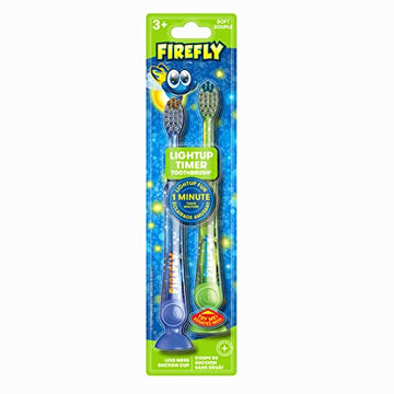 Firefly Light-Up Timer Kids Toothbrush With Suction Cup, Soft - 2 Count (Pack Of 1), Assorted