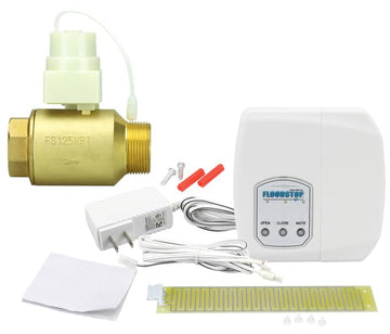 Floodstop Water Heater Leak Detector Kit With Automatic Water Shut-Off And Visual/Audible Alarms, 1-1/4'' Npt Mip X Fip