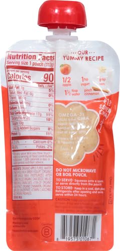 Happy Tot Organics Super Morning Stage 4, Apple Cinnamon, Yogurt, & Oats + Super Chia, 4 Ounce (Pack Of 1)