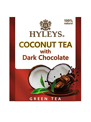 Hyleys Wellness Natural Coconut Tea With Dark Chocolate - 25 Tea Bags (Gmo Free, Gluten Free, Dairy Free, Sugar Free & 100% Natu