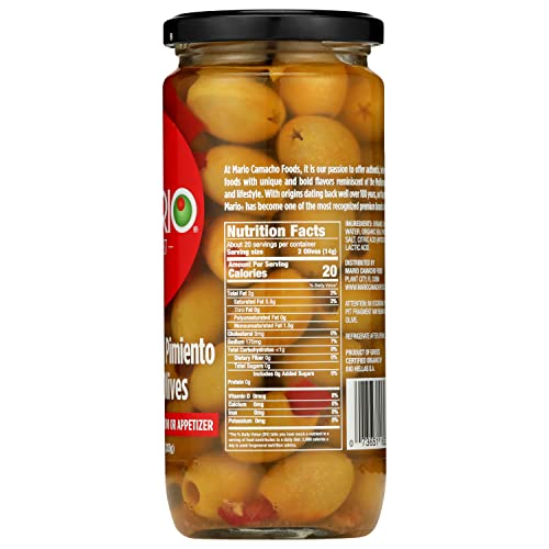 Mario Camacho Stuffed Olives with Bleu Organic Cheese, 10 Fl Oz, Organic with Stuffed Pimiento