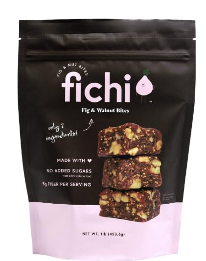 Fichi Fig & Walnut Bites, 1 Lb, No Added Sugars, Brown and Purple, 5x9x1 inches