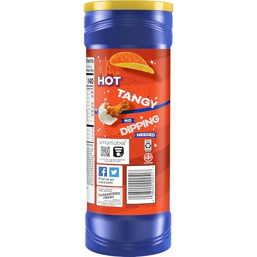 Lays Stax Potato Crisps Chips, Buffalo Ranch, Gluten Free, 5.5 Oz Canister Pack