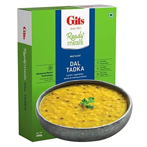 Gits Ready To Eat Dal Tadka, Pure Veg Heat And Eat Indian Meal, Microwaveable, 1200G (Pack Of 4 X 300G Each)