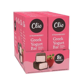 Clio Greek Yogurt Bar, Strawberry, 8g Protein, Kosher, Gluten Free, 1.76 Ounce (Pack of 10)