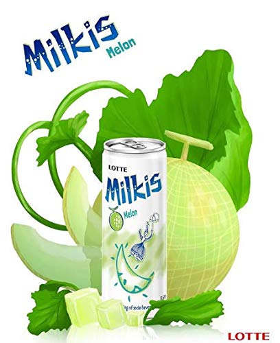 Lotte Milkis Soda Beverage, Melon Flavor, 8.45 Fl Oz, Pack of 6
