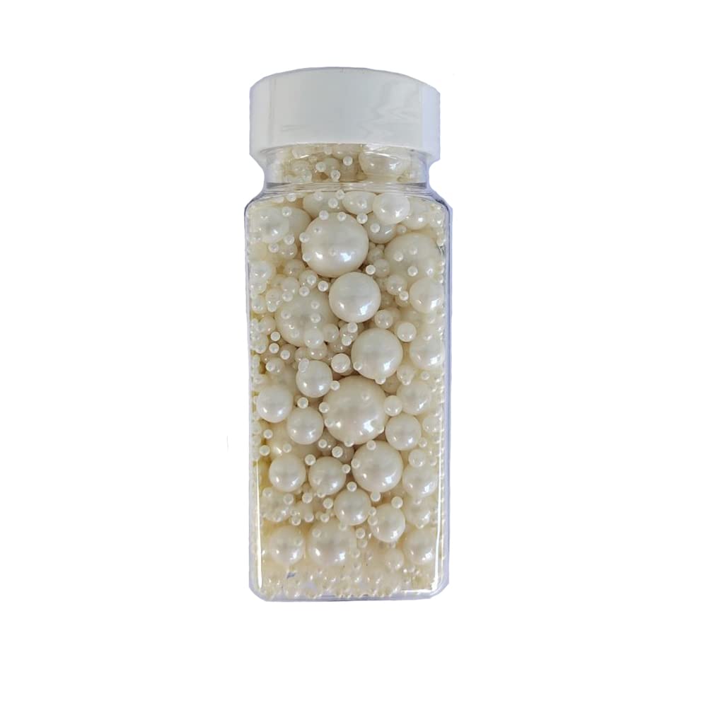 Eastron Edible White Pearl Sugar Sprinkles Candy Mixing Size Baking Cake Decorations Cupcake Toppers Cookie Decorating Celebrati