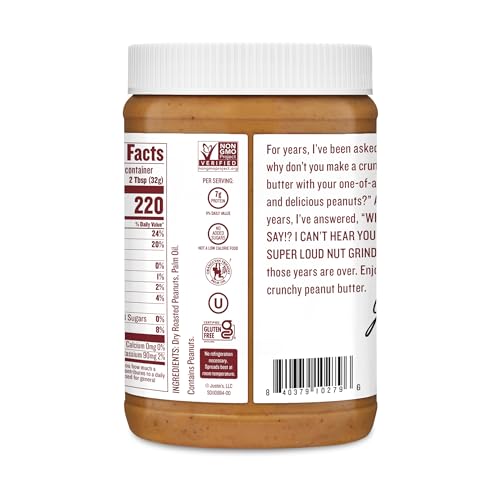 Justins Crunchy Peanut Butter Jar 28oz