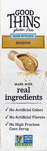 GOOD THINS Sesame Rice Snacks Gluten Free Crackers, Snack Crackers, 3.5 oz (Pack of 2)
