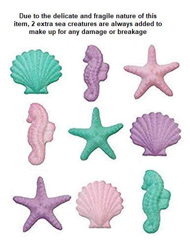 CakeSupplyShop Celebrations Edible Seahorses & Starfish 12-Pack, Shimmer Sugar, Sea Creatures, Model 65-73HC-O3M4