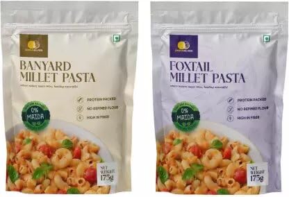 Orgabliss Banyard & Foxtail Millet - No MSG | No Preservatives | High Fibre and Protein - Pasta (Pack of 2, 350 g) With 100% Nat