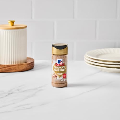 McCormick Finishing Sugar  Chocolate Hazelnut  Limited Edition  Rich Cocoa and Roasted Hazelnut Notes  For Cookies  Ice Cream  Dessert  Beverages  and More  3.61 oz