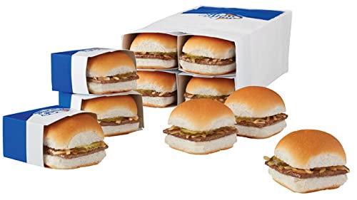 White Castle Hamburgers with Grilled Onions on Our Signature Bun - 13g of Protein Per Serving - Made with 100% Beef - Ready Set