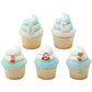 Winter Animal Friends - Penguin, Fox, Snowman, Reindeer, And Polar Bear Edible Sugar Cake Toppers, 12 Count