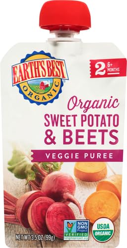 Earths Best Organic Baby Food Stage 2 Sweet Potatoes & Beets 3.5 Oz Pouch