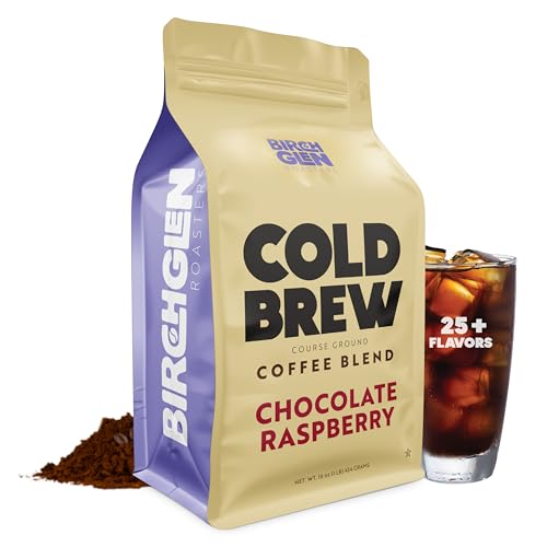 1 Lb Chocolate Raspberry Flavored Cold Brew Coffee 1 Lb Bag Coarse Ground Colombian - Birch Glen Roasters - - 16 Oz Resealable B