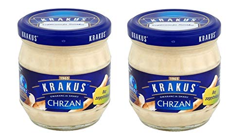 KRAKUS HORSERADISH 6.7 oz x 2 pack / CHRZAN TARTY 190 g x 2 pack. Product from Poland.