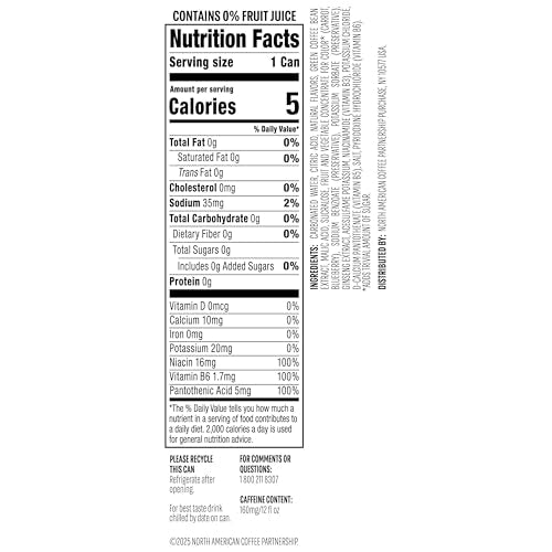 Starbucks Iced Energy Drink, Blueberry Lemonade, Zero Sugar, Plant-Based Caffeine, 12 Fl Oz Cans (Pack of 12)