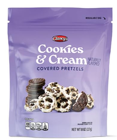 Cookies & Cream Covered Pretzels 8 oz (1 Bag) A Resealable Treat for gifting, Snacktime and Baskets.