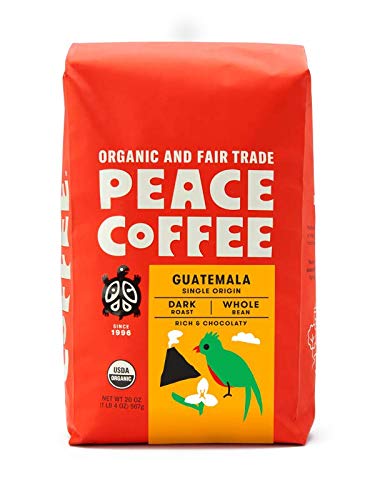 Peace Coffee Guatemala Dark Roast (Guatemala Single Origin), Organic Fair Trade Coffee, Whole Bean 20 Oz. Bag