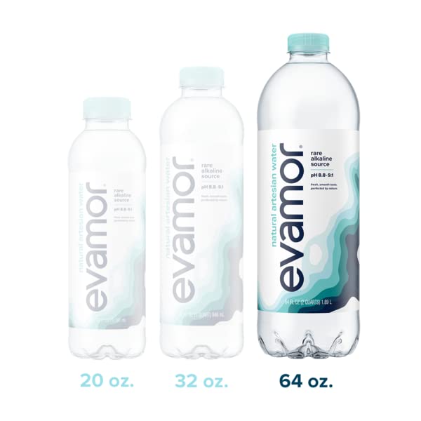 EVAMOR Artesian Bottled Water - Single Source, Naturally Alkaline and Full of Electrolytes for Hydration and Health, 64 Fl. Oz.