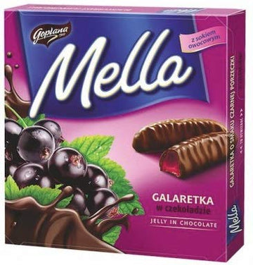 Jutrzenka Mella Chocolate Coated Jelly Variety Pack Of 4 X 6.7 Oz. Orange, Lemon, Cherry & Blackcurrant. Product Of Poland.