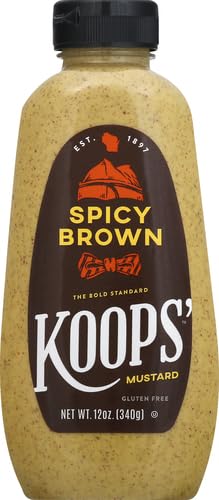 Koops' Spicy Brown Mustard - Spicy Mustard, Gluten-Free, Kosher, Made in USA, From Quality Mustard Seeds, Delicious and Bold Fla