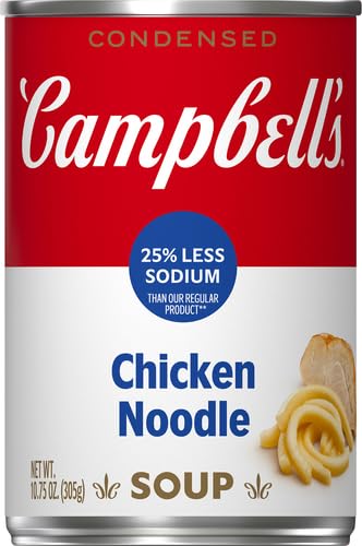 Campbells Condensed 25% Less Sodium Chicken Noodle Soup, 10.75 Ounce Can (Pack of 4)
