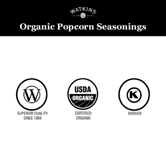 Watkins Popcorn Seasoning Variety Pack - 3 Flavors (White Cheddar, Butter/Salt, Ranch) - 4.07 oz Total - Perfect for Movie Nights!