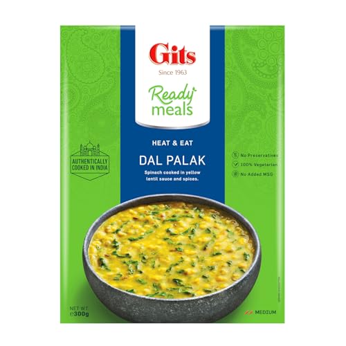Gits Ready To Eat Dal Palak, Pure Veg Heat And Eat Indian Meal, Microwaveable, 300G