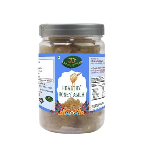 J J Crunch N Munch Honey Amla Candy Purely Honey Processed Sugar-Free Dry Amla Candy Best For Eyes  Hairs Low-Calorie Dry Fruit Snack And 100% Natural Honey Sweetened Snack(Pack Of 250 Gm)