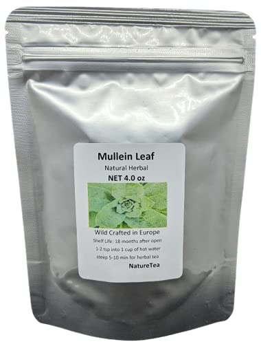 Nature Tea Mullein Leaf Loose Tea - Dried Verbascum thapsus, 8 oz