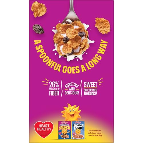 Kelloggs Raisin Bran Breakfast Cereal  High Fiber  28g Whole Grain  Family Size  22.1 oz