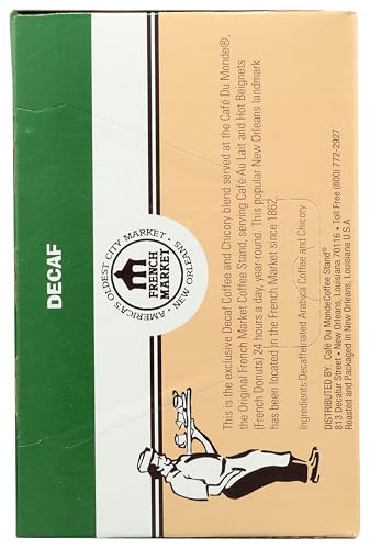 Cafe Du Monde Decaf Coffee and Chicory Single Serve Cups, Box of 12, 58.8 oz