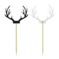 Saktopdeco 20 Counts Black Deer Antler Cake Topper Glitter Paper Christmas Reindeer Cupcake Toppers Picks For Themed Party Decor