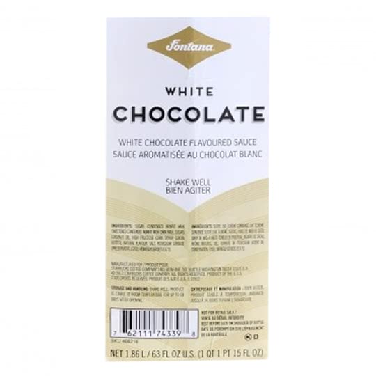 Fontana White Chocolate Mocha Sauce - 63 fl oz, Coffee Latte Beverage, Dessert, Baking Base Flavoring - Dispensing Pump Included