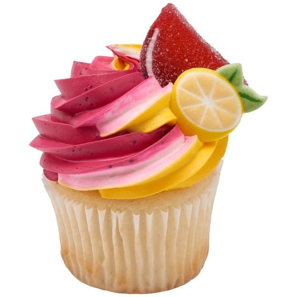 NCS Lemon Shape Edible Sugar Cake Toppers, 12 Count, 1.2x1.1, Yellow/White, Made of Sugar