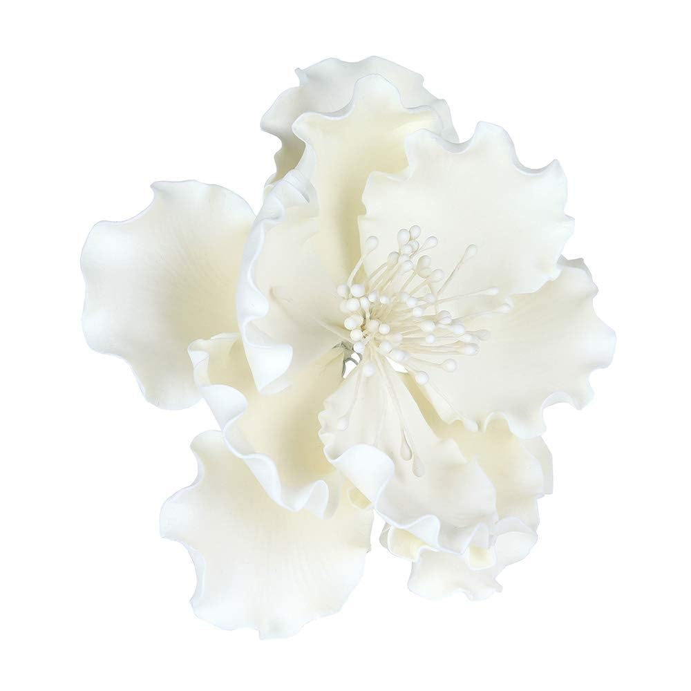 OCreme Peony Gumpaste Flower 4-5 Inch  Set Of 3 White - Edible Flowers For Cake Decorating - Sugar Paste Flower Decorations For Cakes  Cupcake Toppers - Birthday Party  Wedding  Valentines Day