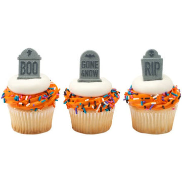 Tombstones Grave Edible Sugar Cake Toppers, 12 Count