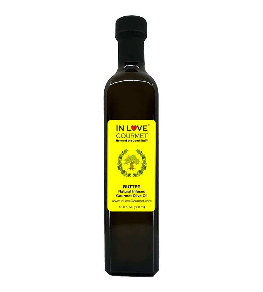 In Love Gourmet Extra Virgin Olive Oil Butter Natural Flavor Infused Gourmet Olive Oil 500Ml/16.9Oz Awesome Buttery Flavored Ext