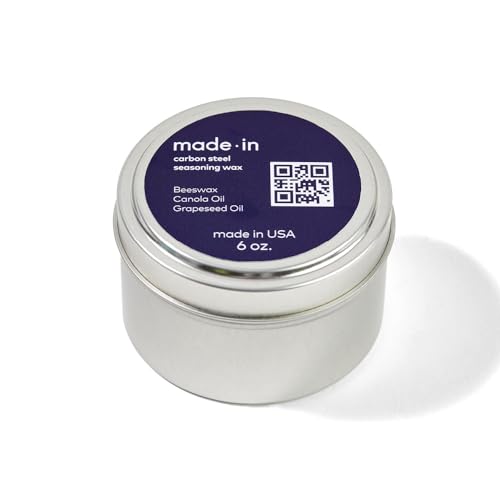 Made In Cookware - Carbon Steel Seasoning Wax (6 Oz) - Crafted in Canada - Rice Bran Wax, Canola Oil and Grapeseed Oil