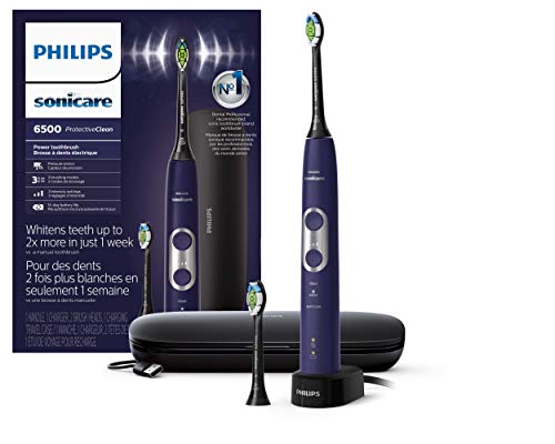 Philips Sonicare Protective Clean 6500 Rechargeable Electric Toothbrush With Charging Travel Case And Extra Brush Head, Deep Pur