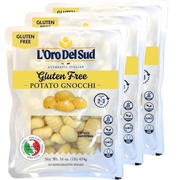 3 Pack, Gluten Free Potato Gnocchi, Cooks in 2-3 minutes, (3 x 1 lb), Italian Gnocchi, Product of Italy, NON GMO, Eggs Free, Veg