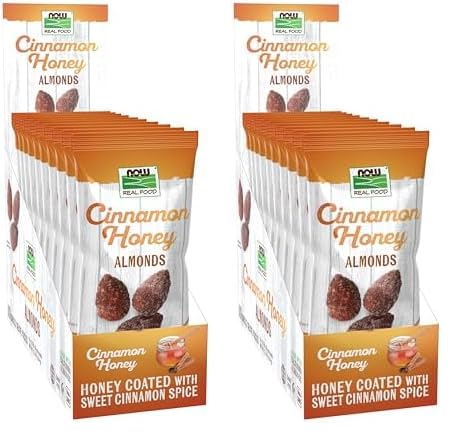 Now Foods, Cinnamon Honey Coated Almonds, Crafted In Small Batches, 10 Single Packets (Pack Of 2)
