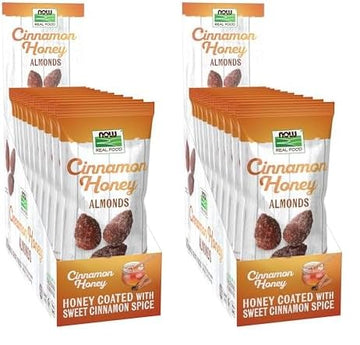 Now Foods, Cinnamon Honey Coated Almonds, Crafted In Small Batches, 10 Single Packets (Pack Of 2)
