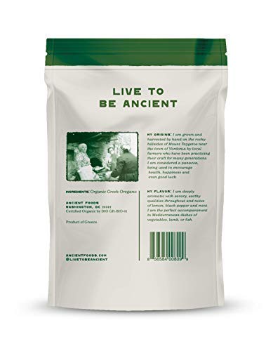Ancient Foods Organic Oregano - Organic Greek Oregano from Vordonia, Dried Oregano Leaves for Cooking and Seasoning (30g)