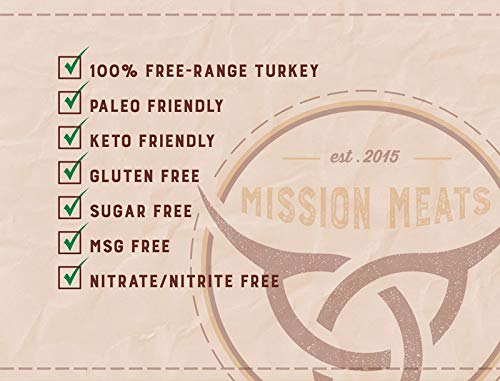 Mission Meats Turkey Sticks, 100% Free Range Turkey Jerky, Zero Sugar, Delicious Healthy Snacks, 9g Protein, Individually Wrappe