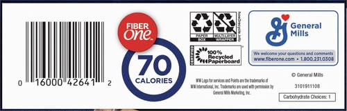 Fiber One 70 Calorie Brownies, Chocolate Chip Cookie, Snack Bars, 6 ct