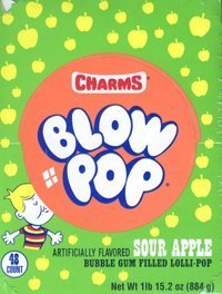 Charms Blow Pop Sour Apple, 48 Count (Sugar Candy - Sucker/Lolli Pop)